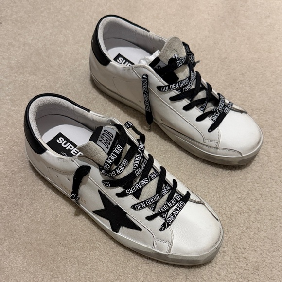 Golden Goose White and Black Star Sneakers